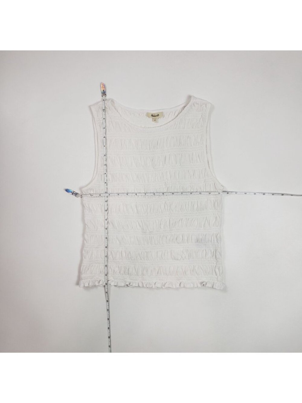 Madewell Smocked Boatneck Tank Top White Women’s Medium Sleeveless Blouse - Picture 7 of 16